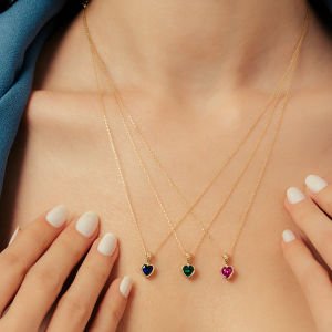 Art Deco Yakut, Safir ve Zümrüt Kolye